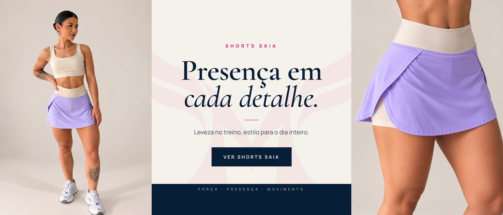 Shorts saia Musa de Ferro — Presença em cada detalhe. Ver shorts saia.